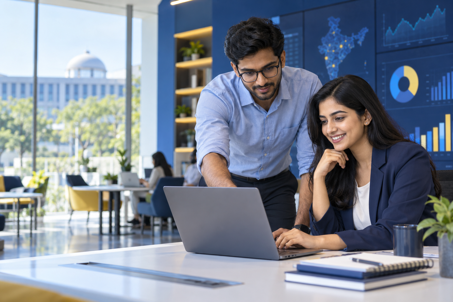 Young Indian professionals learning AI and business skills together